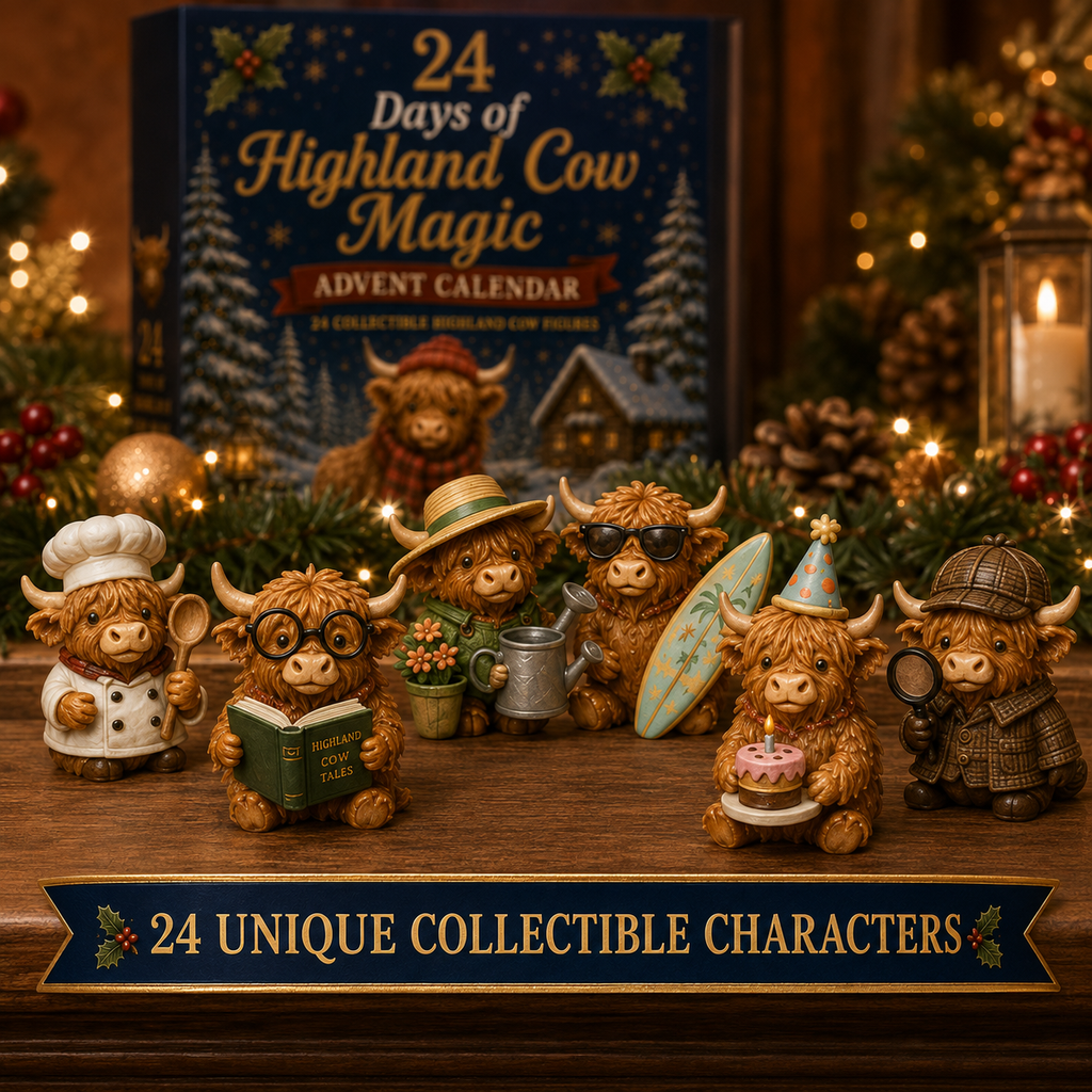 Highland Cow Advent Calendar with 24 Collectable Figures