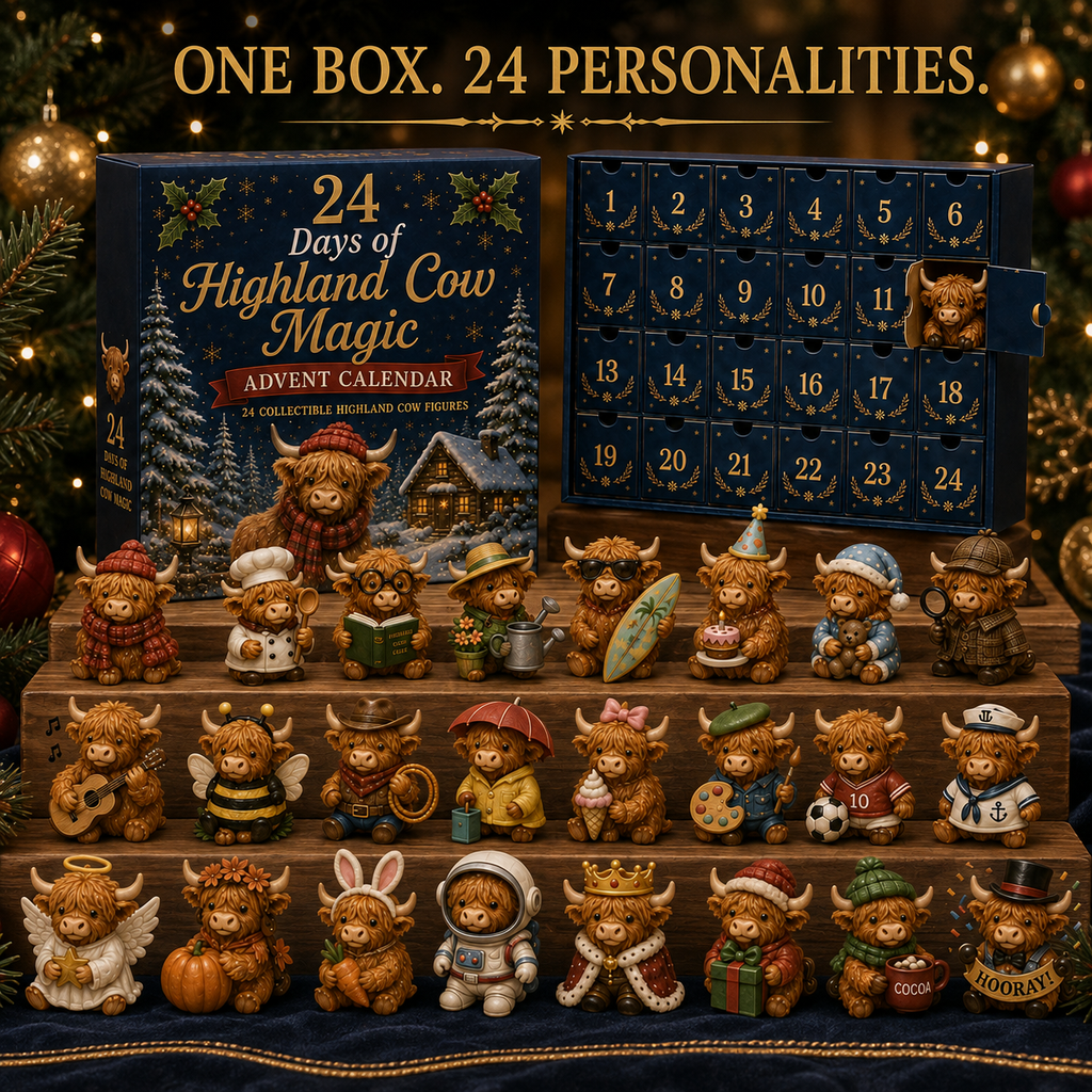 Highland Cow Advent Calendar with 24 Collectable Figures