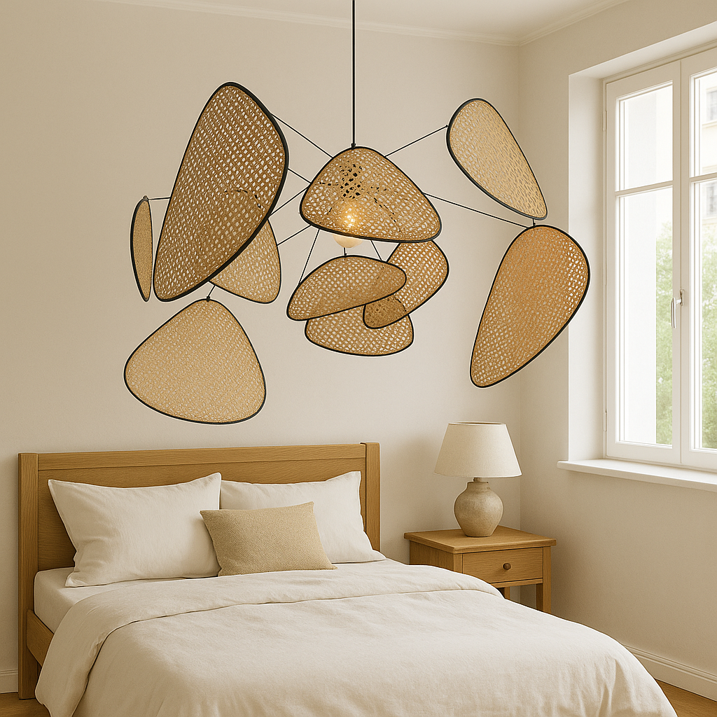 Woven Rattan Pendant Light, LED 3000K, 80 to 120 cm