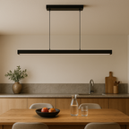 Linear LED Pendant Light, Wood Effect and Iron, 3000K