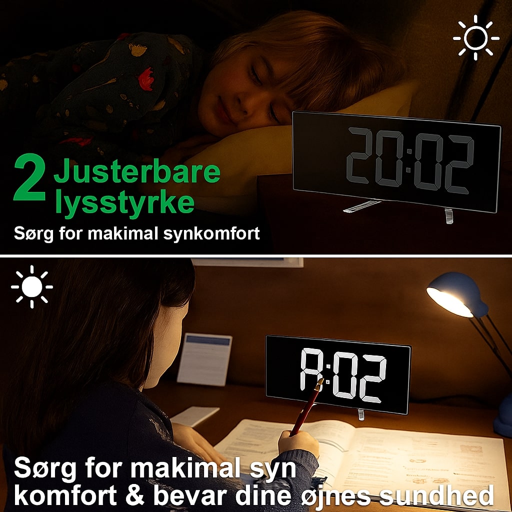Digital LED Alarm Clock with Curved Display and Night Mode