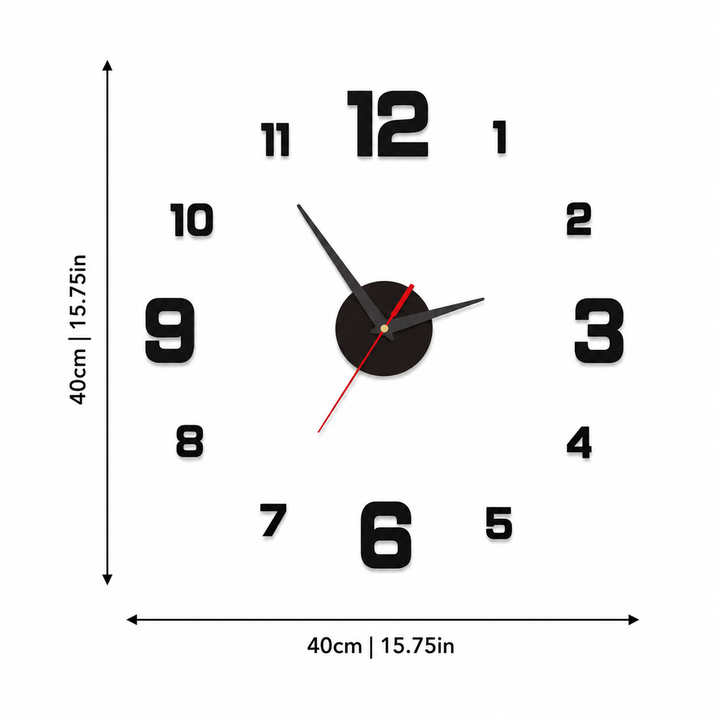 Frameless 3D Acrylic Wall Clock with Glow-in-the-Dark Numerals