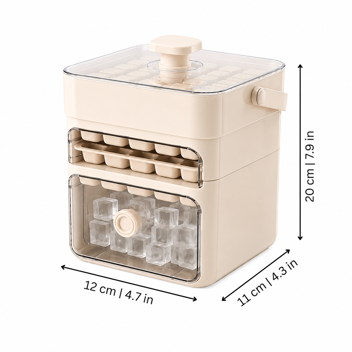 Ice Cube Tray with Lid and Built-In Storage Bin