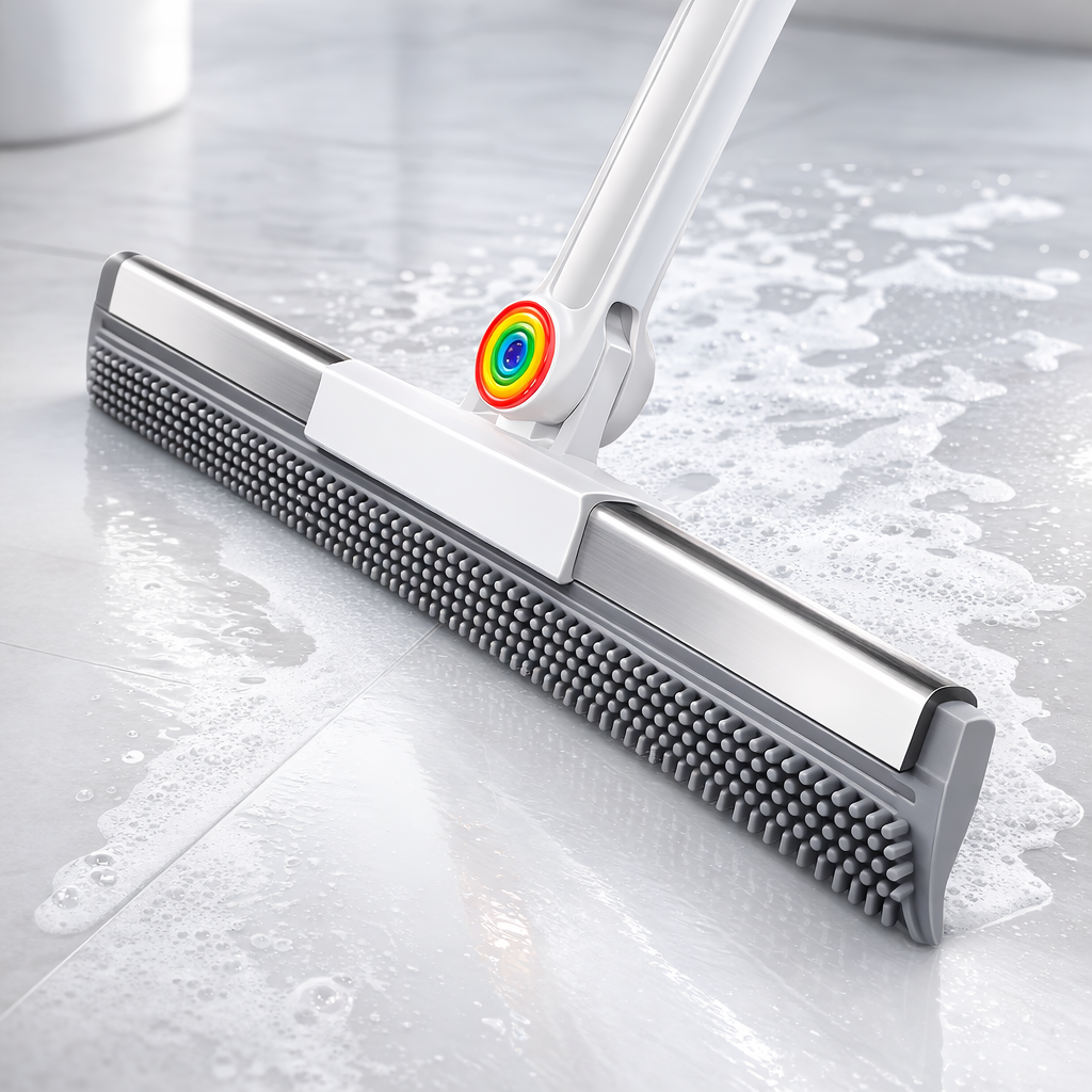 Floor Squeegee with Rubber Blade and TPE Brushes, 30 or 50 cm