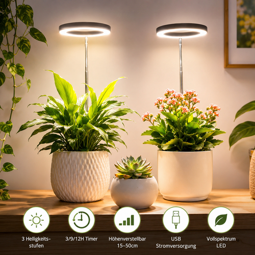 Adjustable LED Grow Light, Full Spectrum, Gooseneck 20-65cm