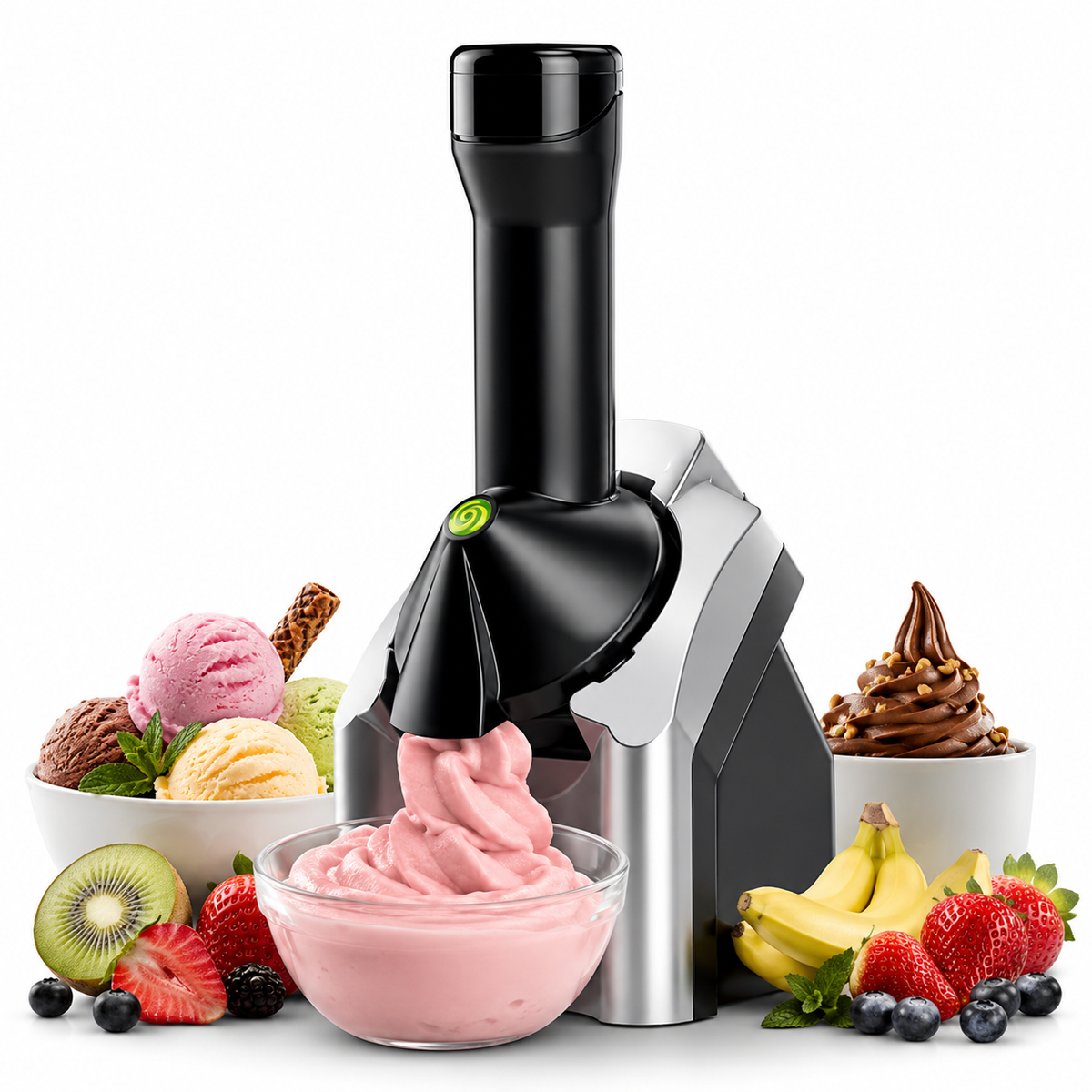 Automatic Ice Cream Maker for Sorbet and Frozen Yoghurt, Black