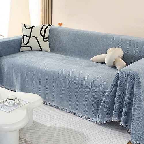 Chenille Herringbone Throw with Tassel Fringe, Four Colours