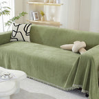 Chenille Herringbone Throw with Tassel Fringe, Four Colours