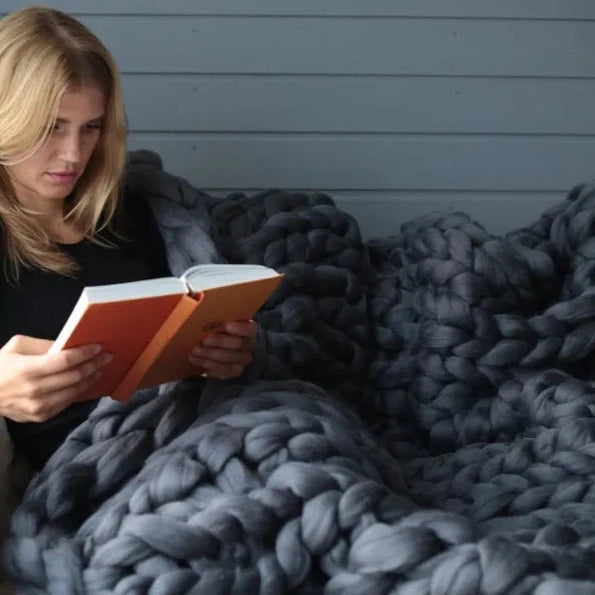 Hand-Knitted Chunky Throw, Nine Colours, Scandi Style