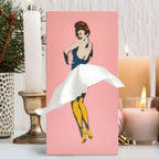Sculptural Tissue Box with Flying Skirt Figure, 25 x 13 cm