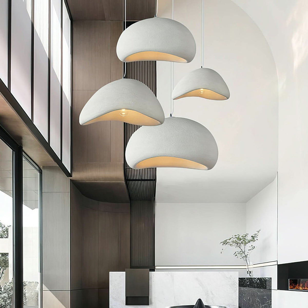 Dimmable Minimalist Pendant Light, 30-50cm, White or Grey
