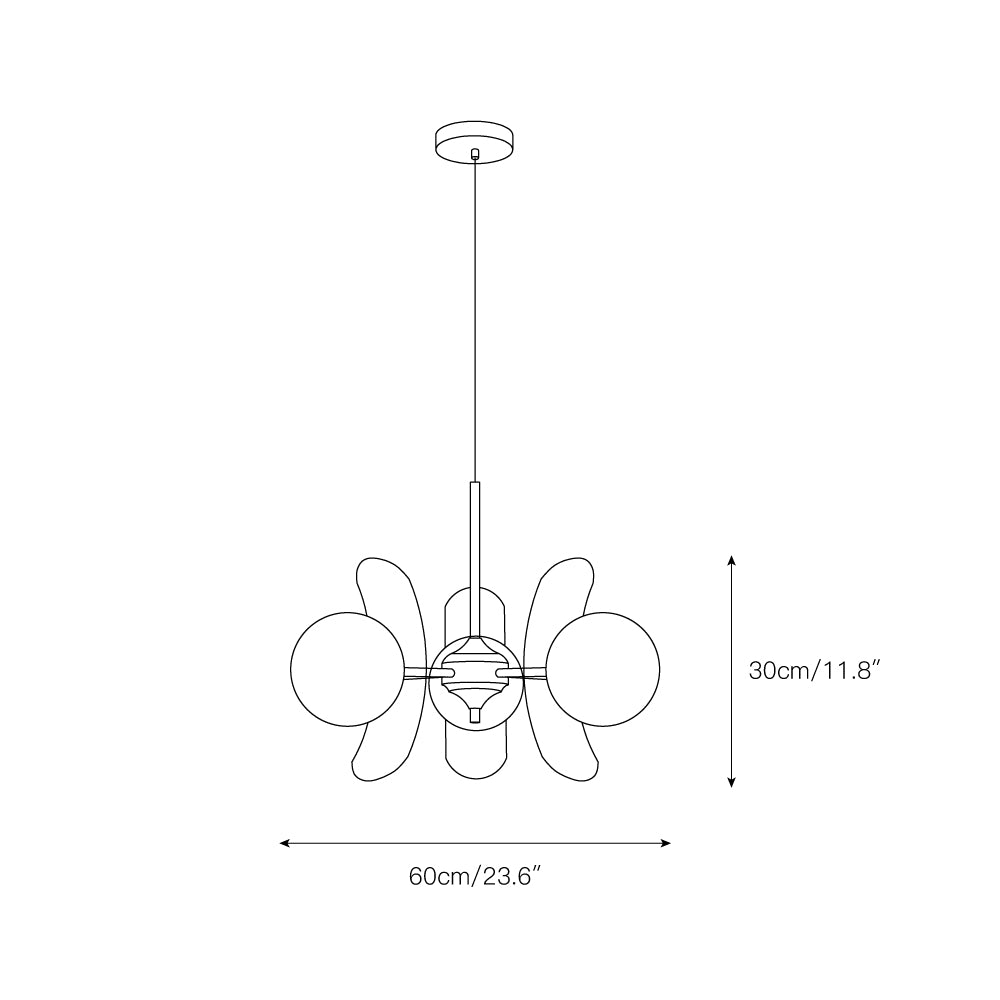 Modern Sputnik Chandelier with Coloured Acrylic and Glass Globes