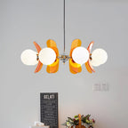 Modern Sputnik Chandelier with Coloured Acrylic and Glass Globes