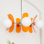 Modern Sputnik Chandelier with Coloured Acrylic and Glass Globes