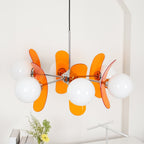 Modern Sputnik Chandelier with Coloured Acrylic and Glass Globes