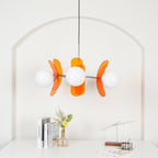 Modern Sputnik Chandelier with Coloured Acrylic and Glass Globes