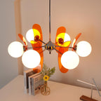 Modern Sputnik Chandelier with Coloured Acrylic and Glass Globes
