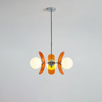 Modern Sputnik Chandelier with Coloured Acrylic and Glass Globes