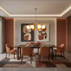 Modern Sputnik Chandelier with Coloured Acrylic and Glass Globes