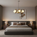 Modern Sputnik Chandelier with Coloured Acrylic and Glass Globes