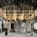 Linear Grid LED Chandelier in Aluminium, Gold or Black