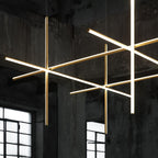 Linear Grid LED Chandelier in Aluminium, Gold or Black