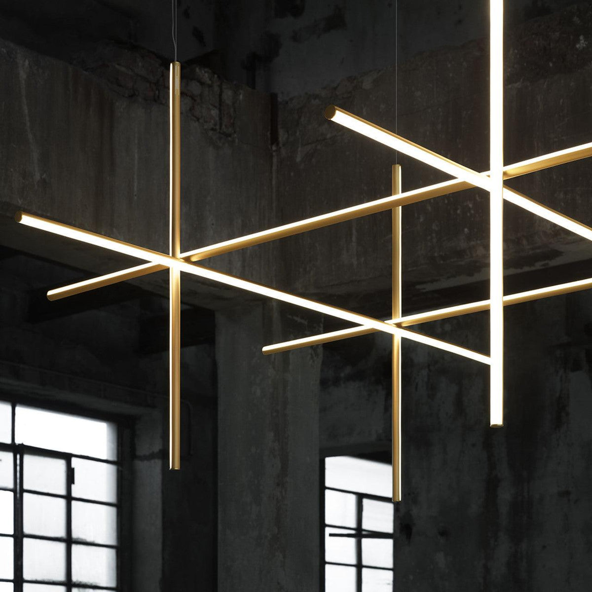 Linear Grid LED Chandelier in Aluminium, Gold or Black