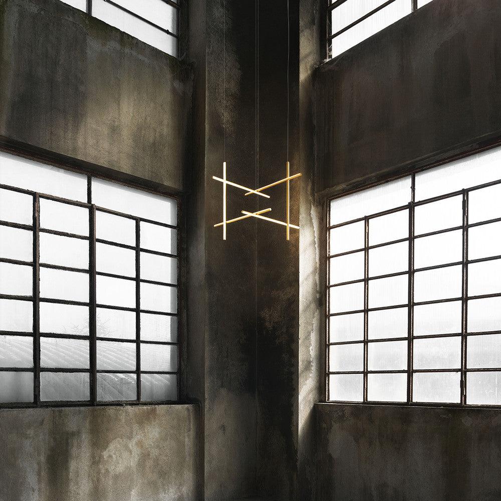 Linear Grid LED Chandelier in Aluminium, Gold or Black