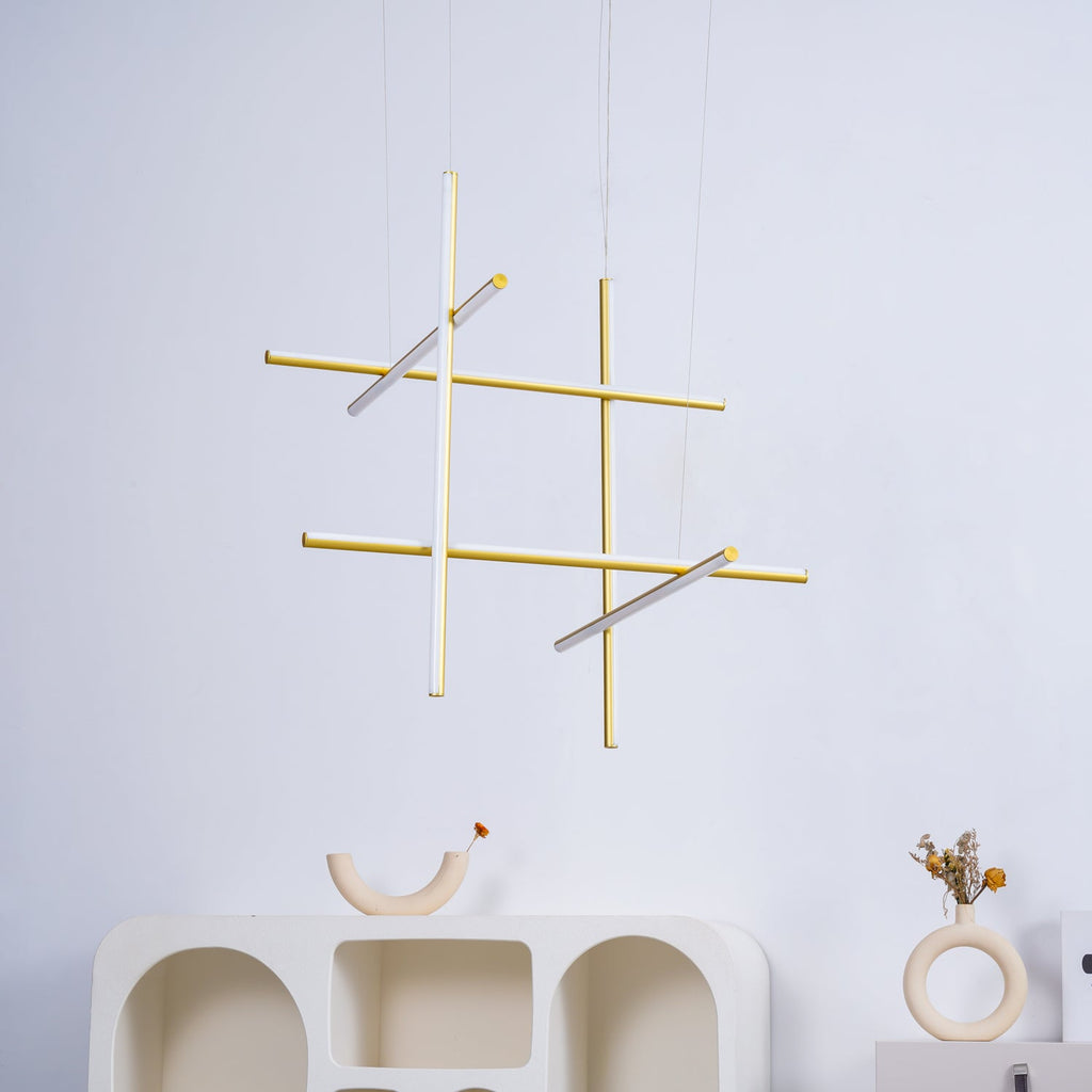 Linear Grid LED Chandelier in Aluminium, Gold or Black