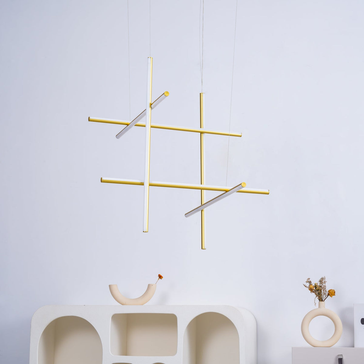 Linear Grid LED Chandelier in Aluminium, Gold or Black