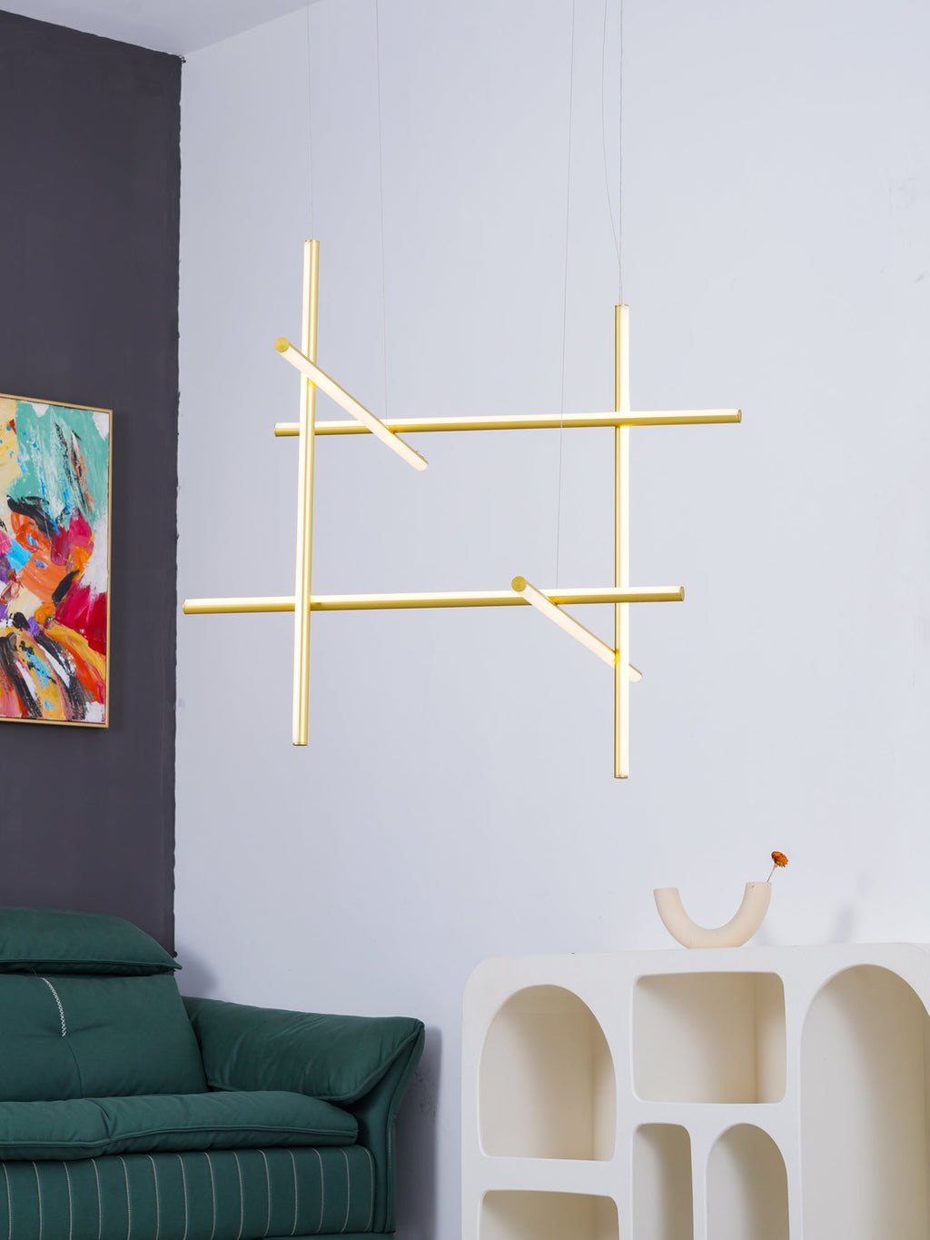 Linear Grid LED Chandelier in Aluminium, Gold or Black
