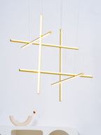 Linear Grid LED Chandelier in Aluminium, Gold or Black