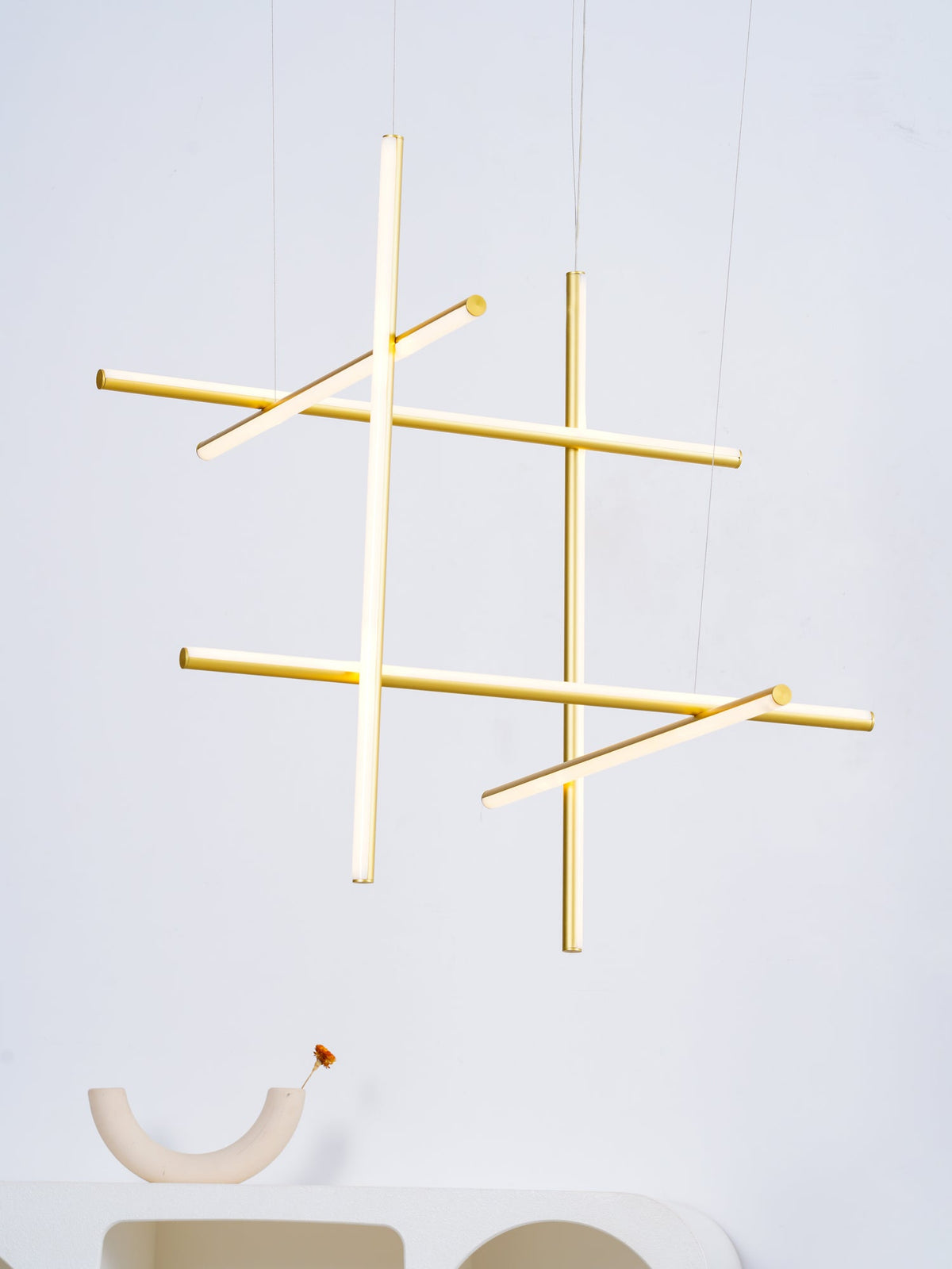 Linear Grid LED Chandelier in Aluminium, Gold or Black