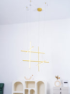 Linear Grid LED Chandelier in Aluminium, Gold or Black