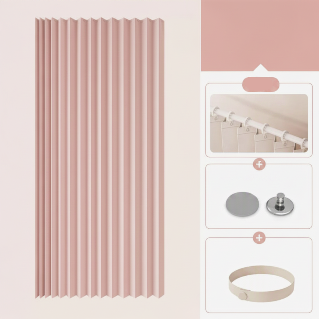 Magnetic Folding Shower Screen, Waterproof PVC Divider