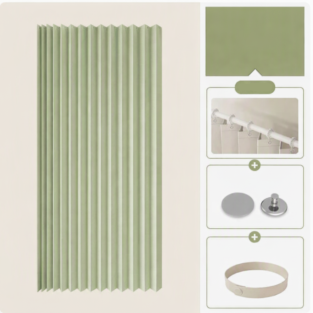 Magnetic Folding Shower Screen, Waterproof PVC Divider