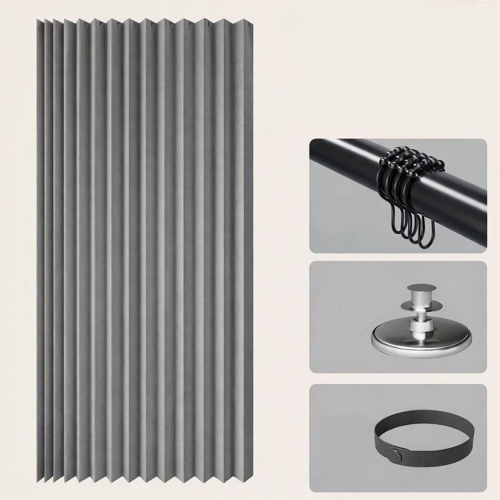 Magnetic Folding Shower Screen, Waterproof PVC Divider