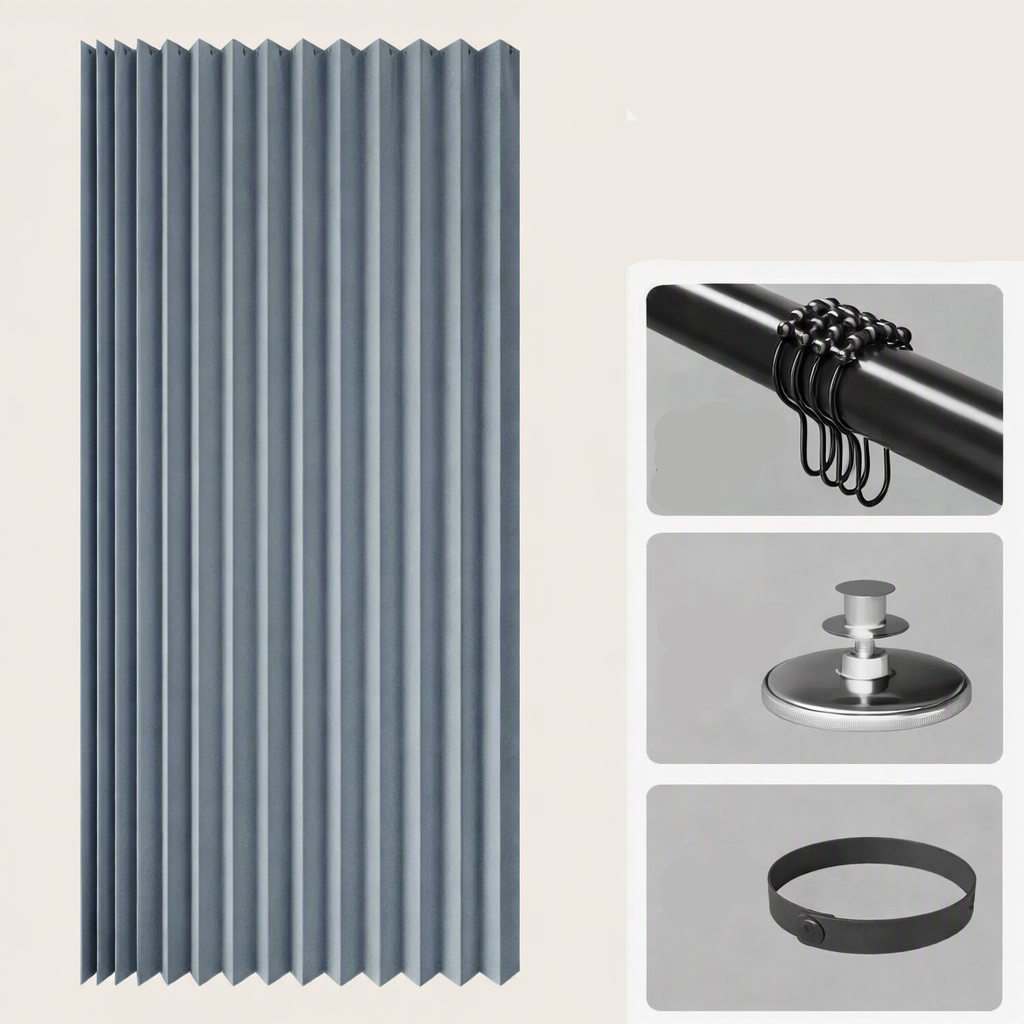 Magnetic Folding Shower Screen, Waterproof PVC Divider