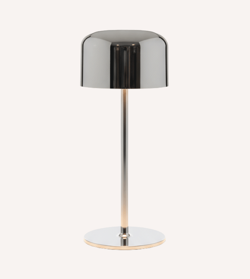 Cordless LED Table Lamp, Touch Dimmable, IP54, 21cm Chrome