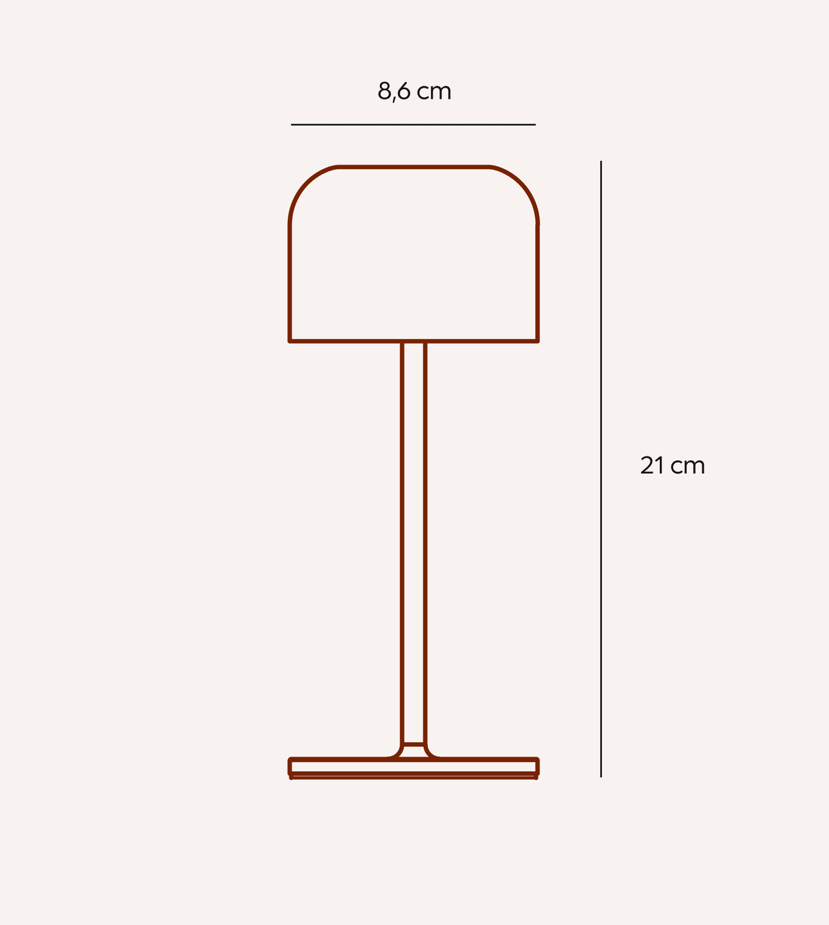 Cordless LED Table Lamp, Touch Dimmable, IP54, 21cm Chrome