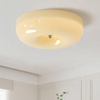 Opal Glass Ceiling Light with Silver Detail, 32 to 46 cm