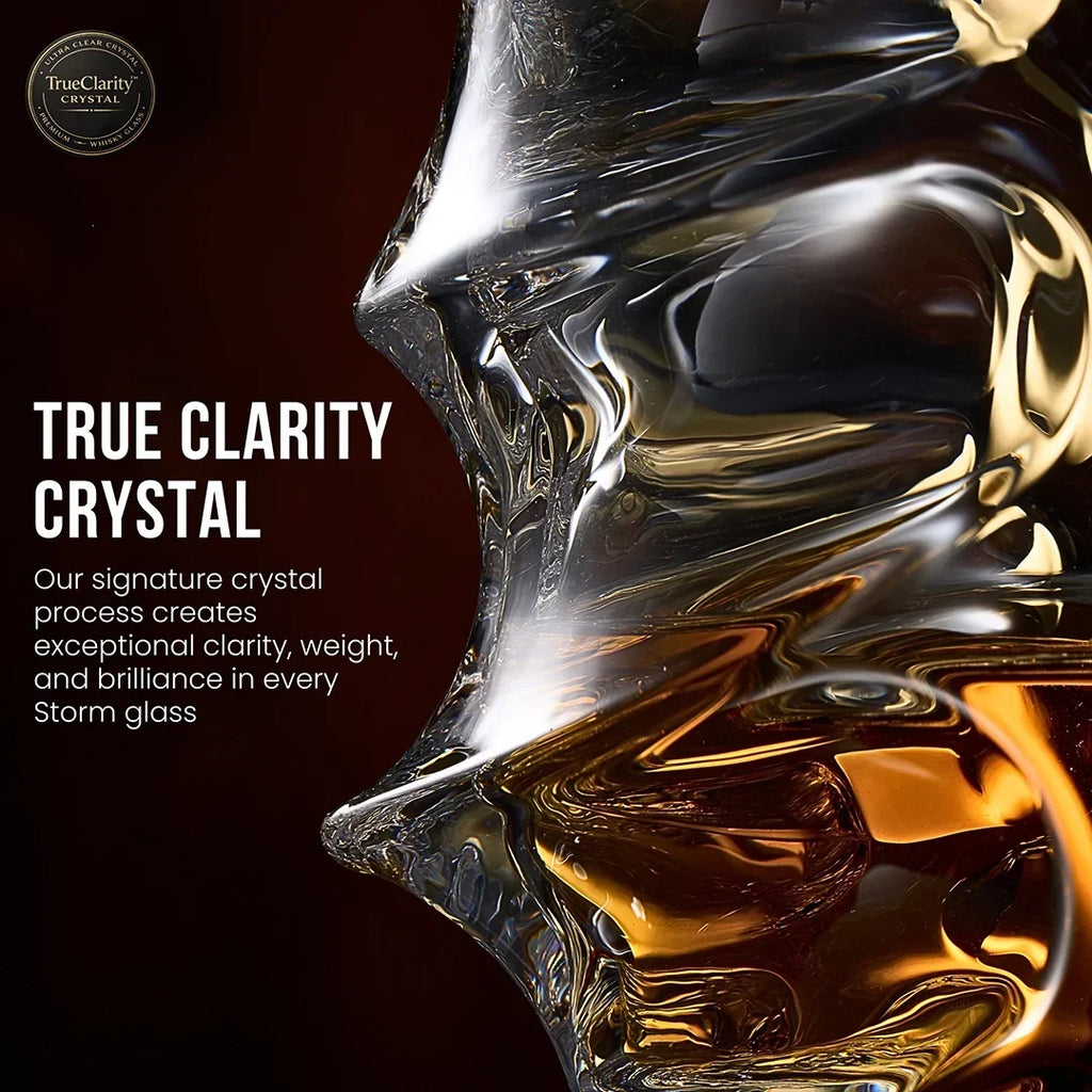 Japanese Crystal Whisky Glass with Wave Texture, Gift Boxed