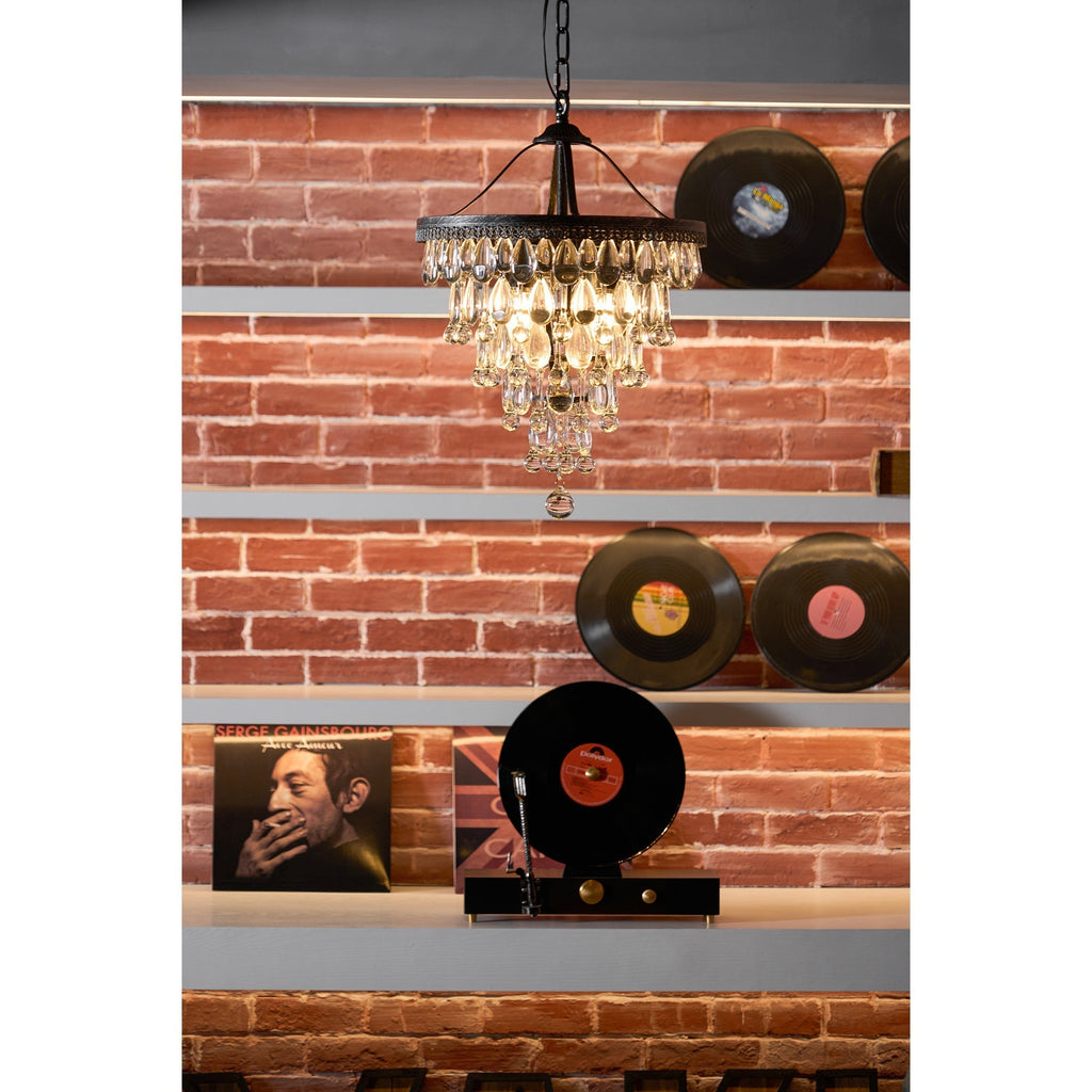 Crystal Chandelier with Antique Bronze Finish and Chain