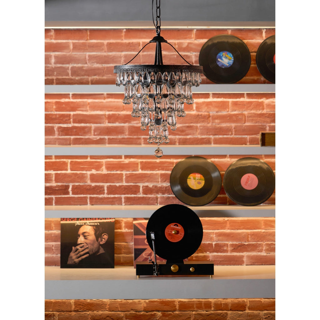 Crystal Chandelier with Antique Bronze Finish and Chain