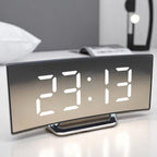 Digital LED Alarm Clock with Curved Display and Night Mode