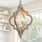 Reclaimed Wood 4-Light Chandelier, Vintage Country Style