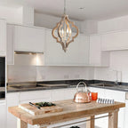 Reclaimed Wood 4-Light Chandelier, Vintage Country Style