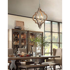 Reclaimed Wood 4-Light Chandelier, Vintage Country Style