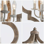 Reclaimed Wood 4-Light Chandelier, Vintage Country Style