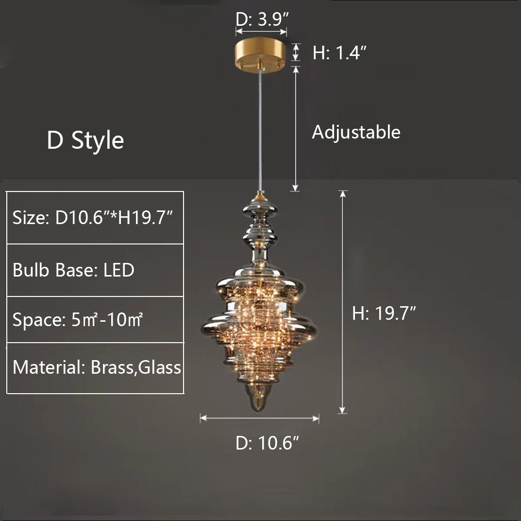Grey Glass Pendant Chandelier with Starlight Ceiling Effect